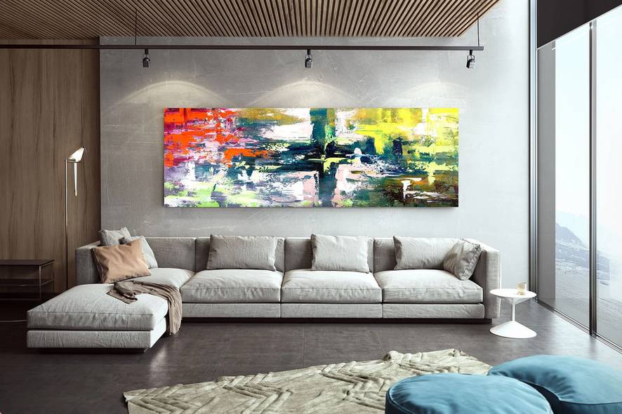 Huge Original Oil Pink Painting Abstract Canvas Artwork WO7ES